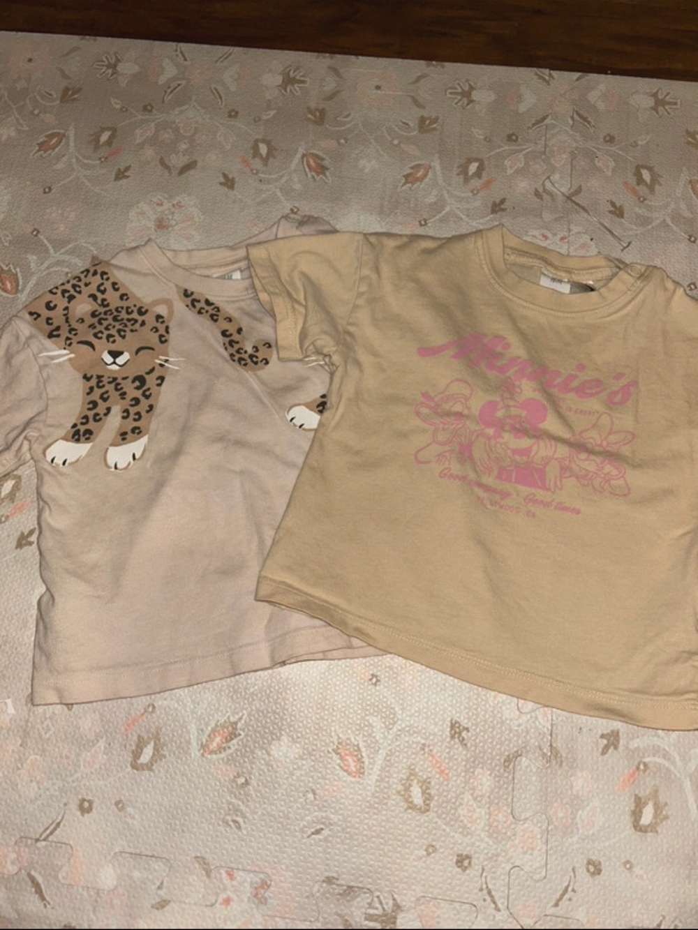 H&M Cream Short Sleeve Tee with Pink Graphic set of 2